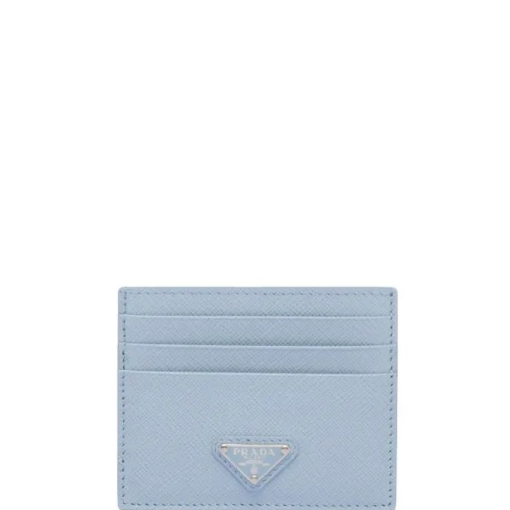 New Prada Saffiano Leather Card Holder- Blue NO BOX